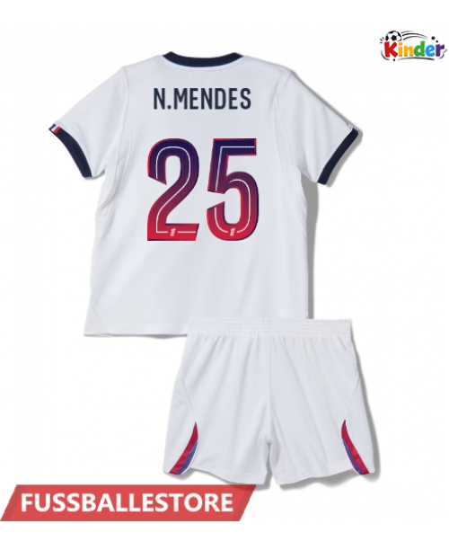 Günstige Paris Saint-Germain Nuno Mendes #25 Auswärts Trikotsatzt Kinder 2026-27 Kurzarm (+ Kurze Hosen)